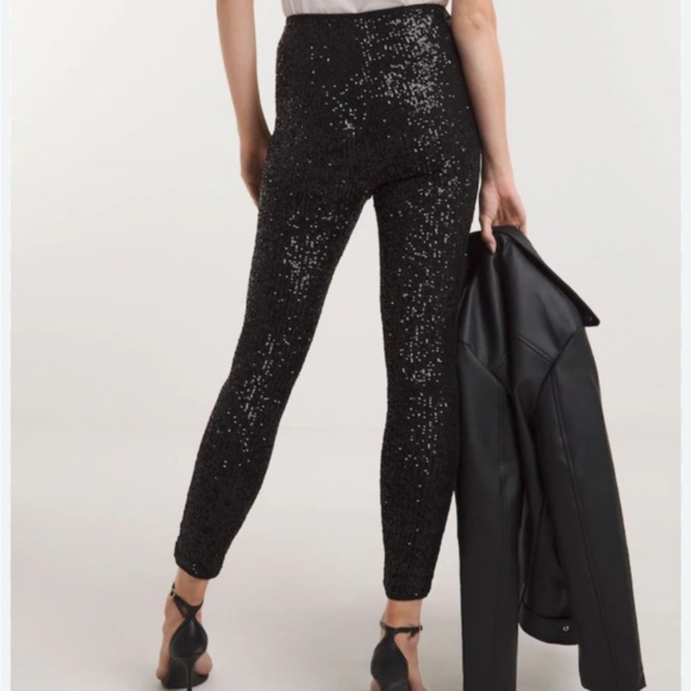 UEC Black Sequins Pull Up Pants SZ LARGE PERFECT CONDITION